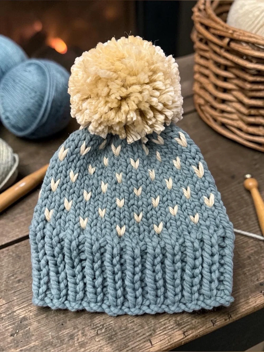 Handmade Cozy Knit Wool Blend Chunky Beanie NEW